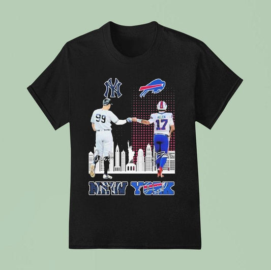 Aaron Judge And Josh Allen New York Yankees X Buffalo Bills Skyline Signatures Shirt