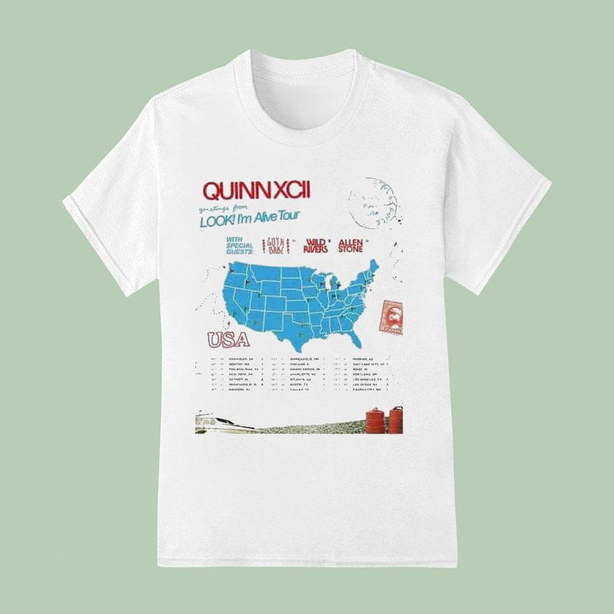 Quinn Xcii Greetings From Look I'm Alive Tour 2025 Dates Usa Map Shirt