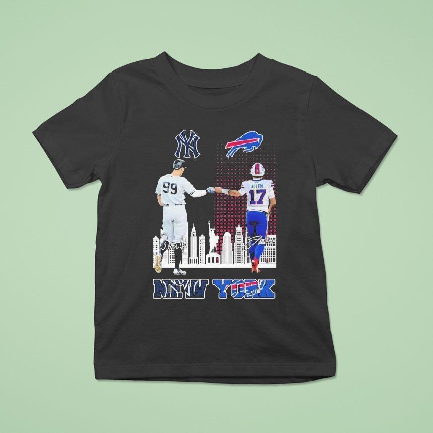 Aaron Judge And Josh Allen New York Yankees X Buffalo Bills Skyline Signatures Shirt