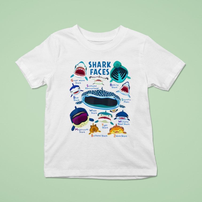 Shark Faces Chart Kinds Of Type Shark Shirt