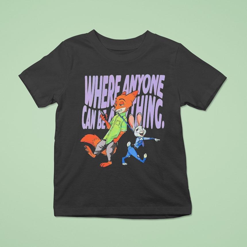 Zootopia Where Anyone Can Be Anything Disney Fox And Bunny Shirt