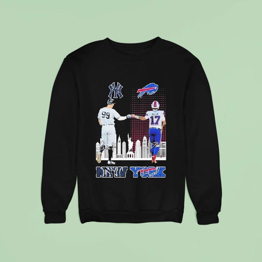 Aaron Judge And Josh Allen New York Yankees X Buffalo Bills Skyline Signatures Shirt