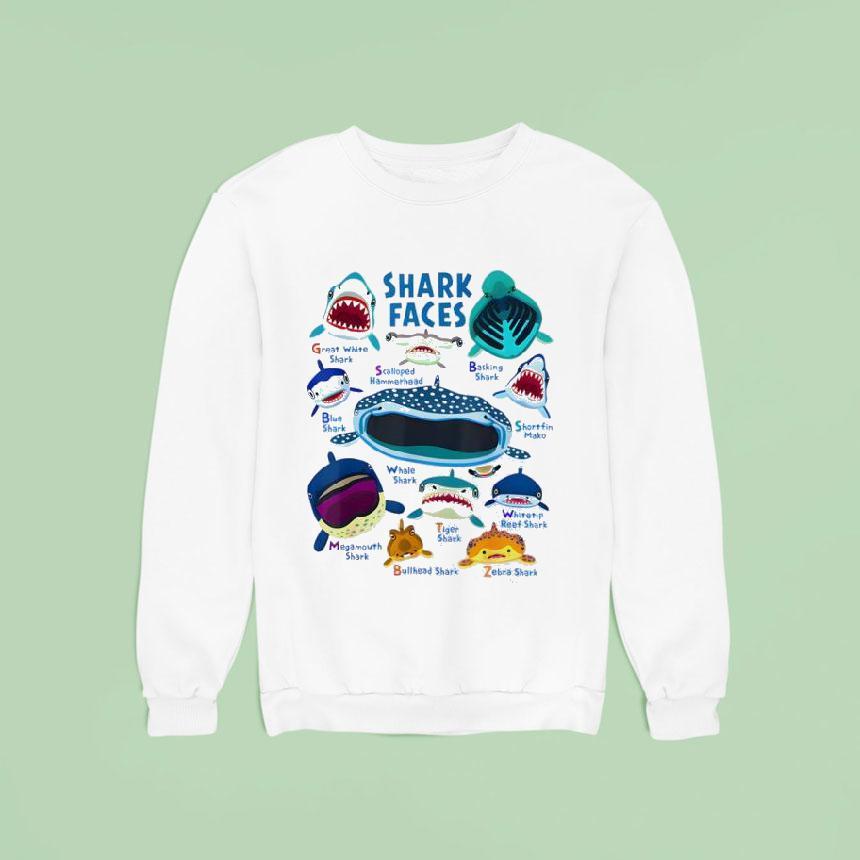 Shark Faces Chart Kinds Of Type Shark Shirt