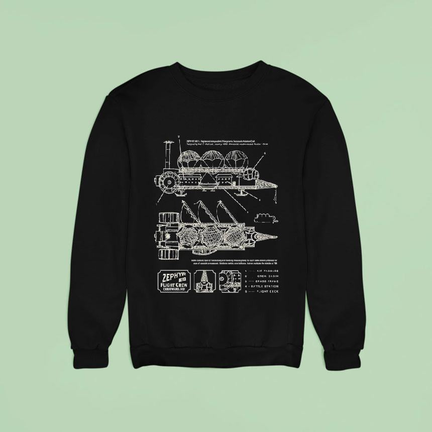 Zephyr Airship Diagram Fight Crew Cloudward Ho Shirt